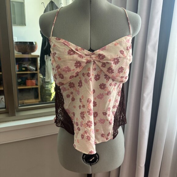 Free People pink and brown lace tank - Picture 1 of 3